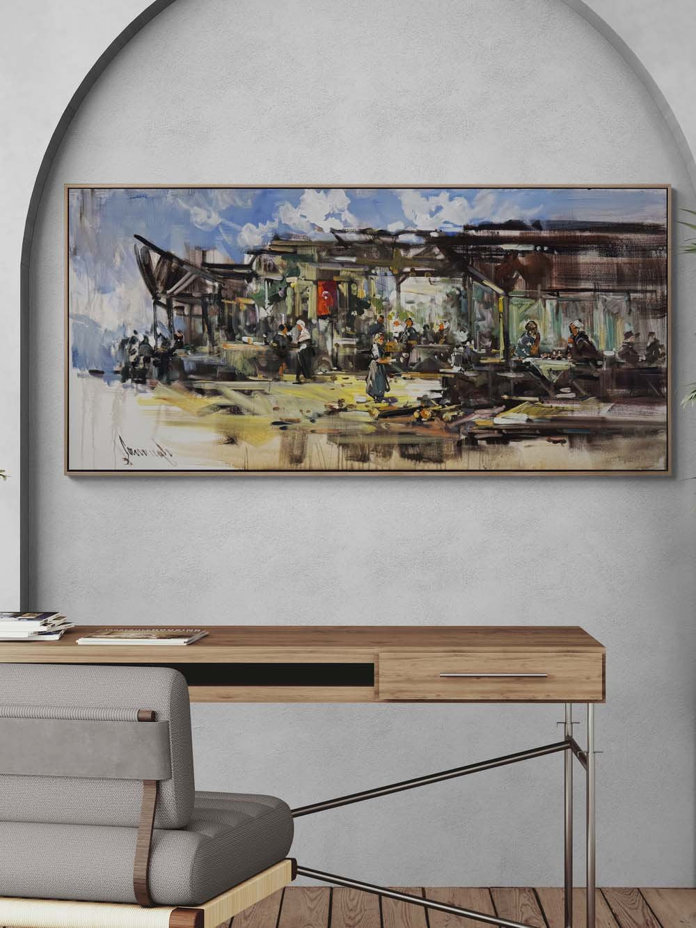 Köy Kahvesinde Yağlı Boya Tablosu