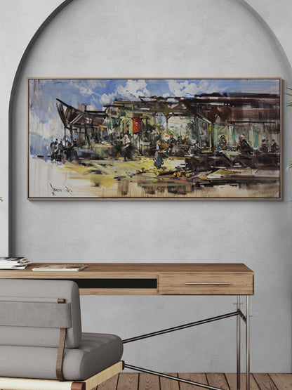 Köy Kahvesinde Yağlı Boya Tablosu