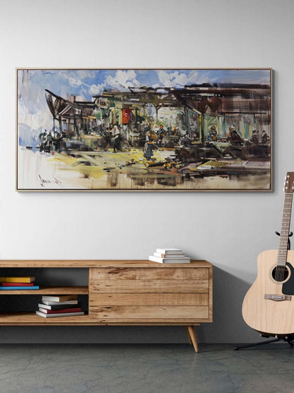 Köy Kahvesinde Yağlı Boya Tablosu