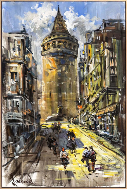 Galata Yollarında Yağlı Boya Tablosu