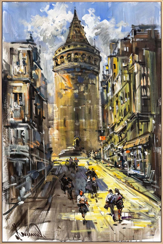 Galata Yollarında Yağlı Boya Tablosu