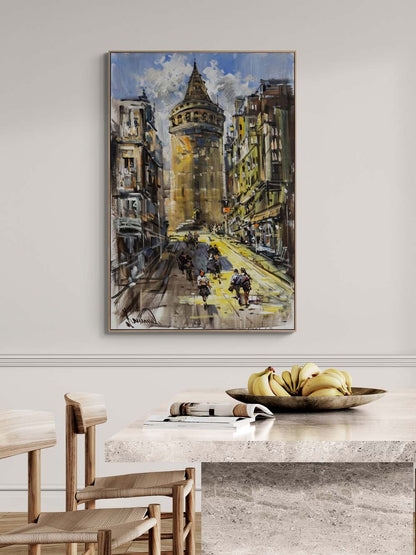 Galata Yollarında Yağlı Boya Tablosu
