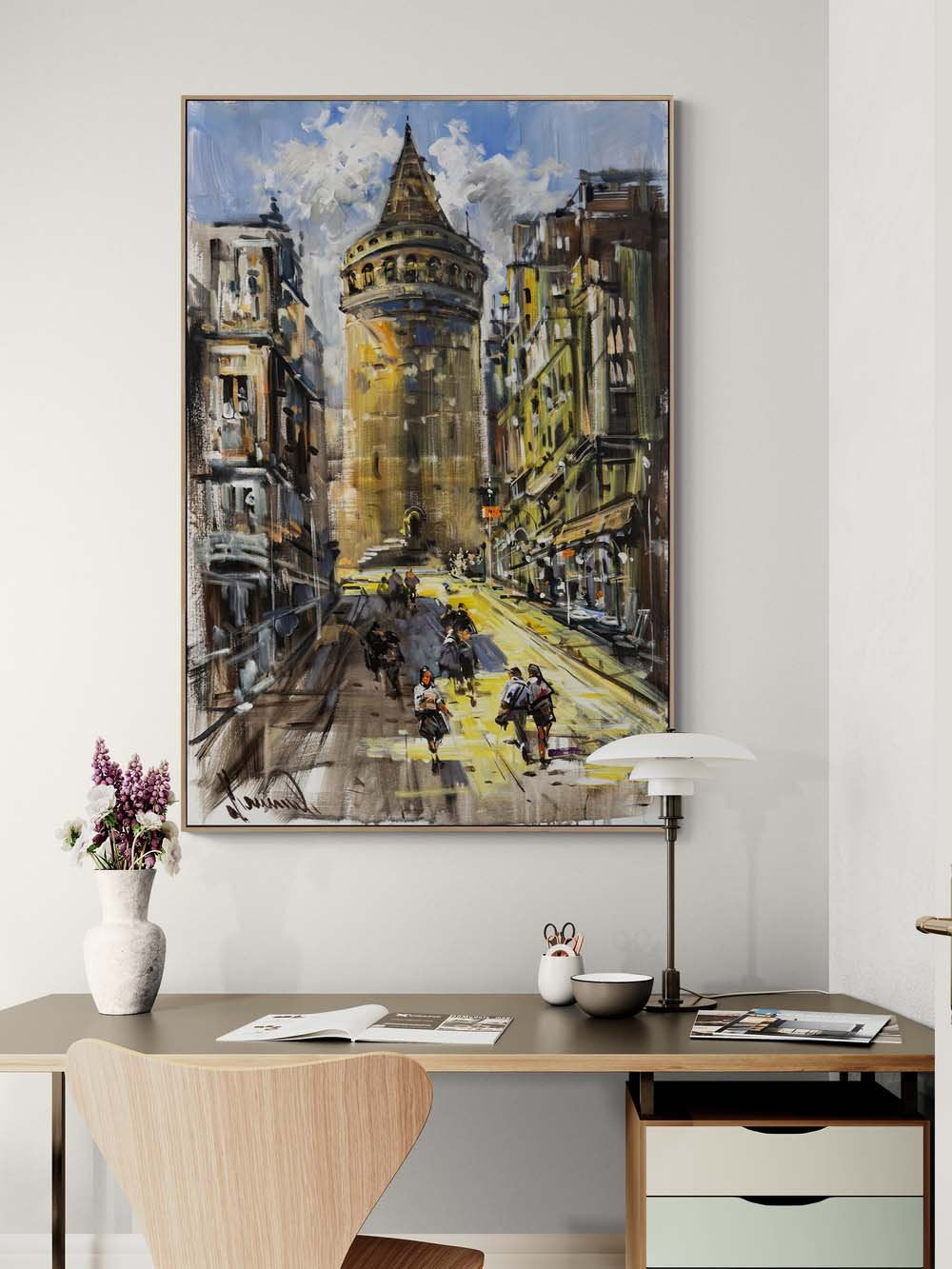 Galata Yollarında Yağlı Boya Tablosu