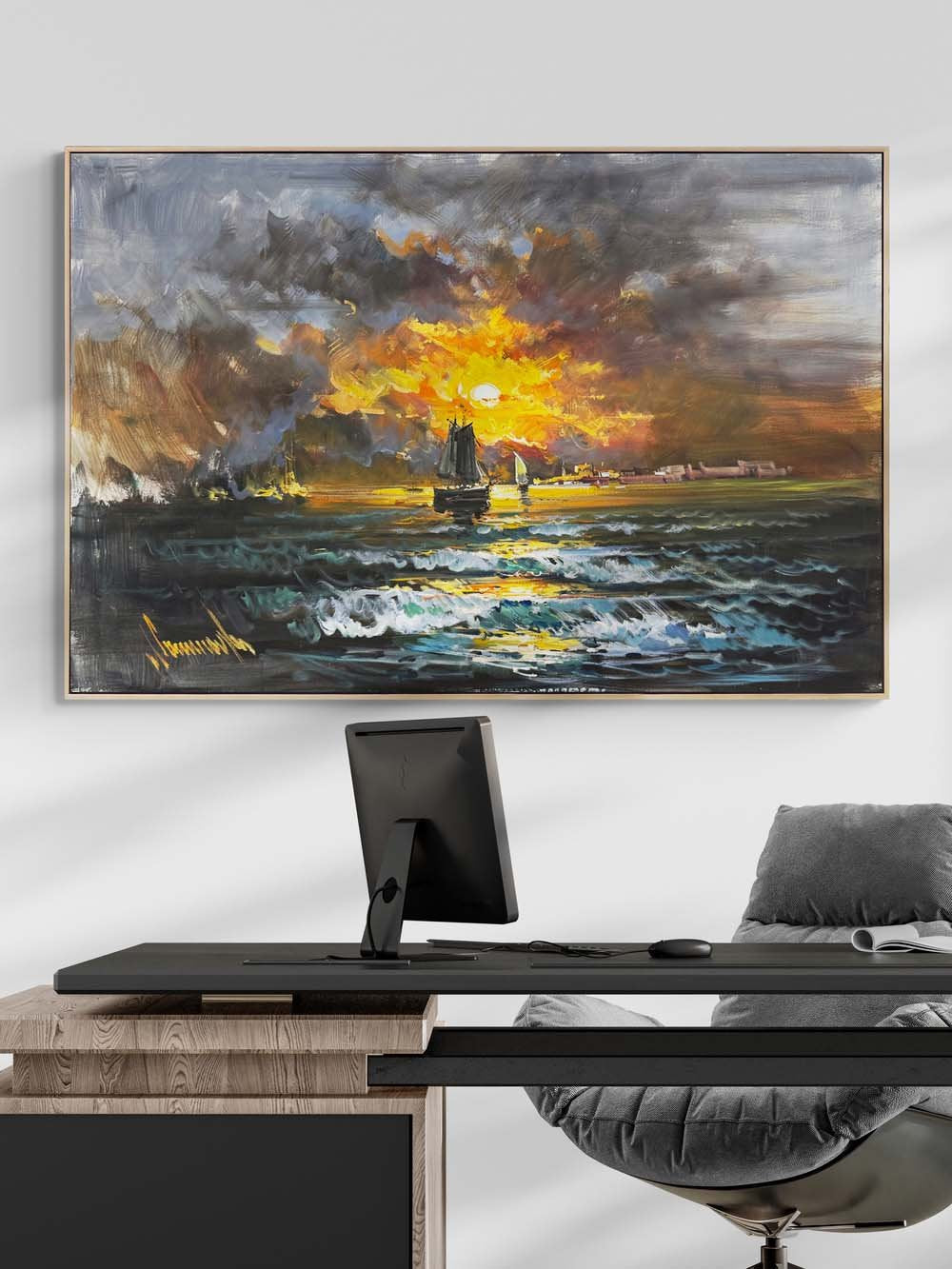 Sessizliğe Yelken Yağlı Boya Tablosu