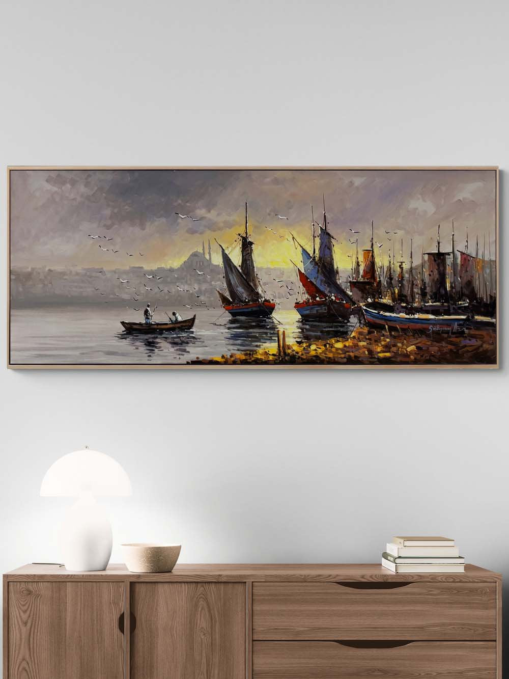 Günün İlk Işığı Boğazda Yağlı Boya Tablosu