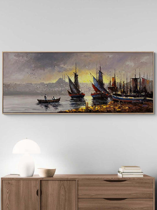 Günün İlk Işığı Boğazda Yağlı Boya Tablosu