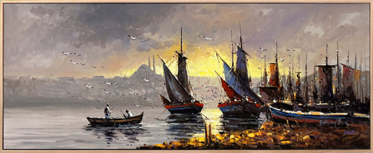 Günün İlk Işığı Boğazda Yağlı Boya Tablosu