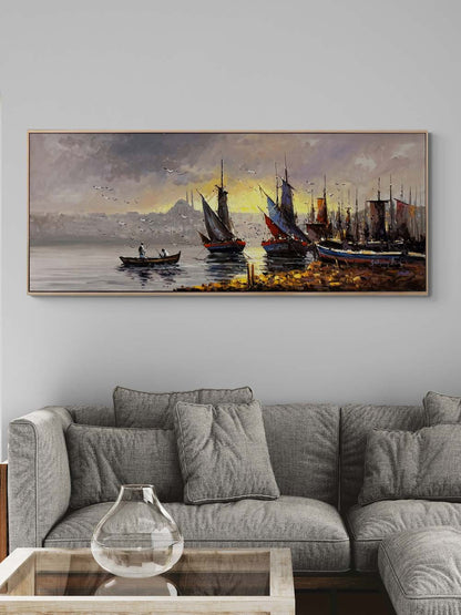 Günün İlk Işığı Boğazda Yağlı Boya Tablosu