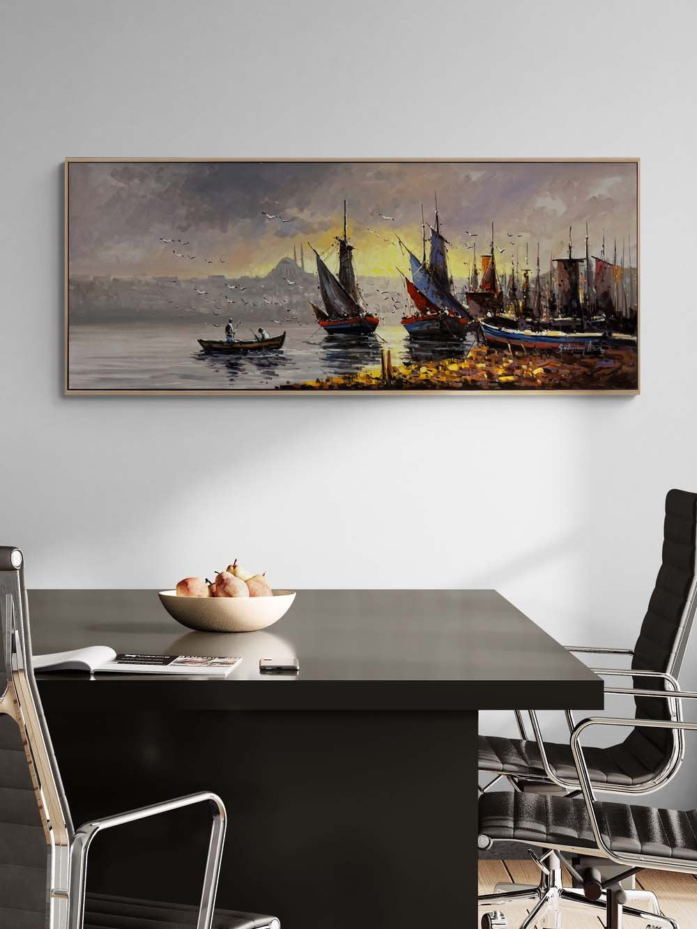 Günün İlk Işığı Boğazda Yağlı Boya Tablosu