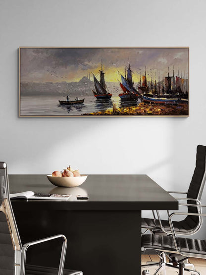 Günün İlk Işığı Boğazda Yağlı Boya Tablosu