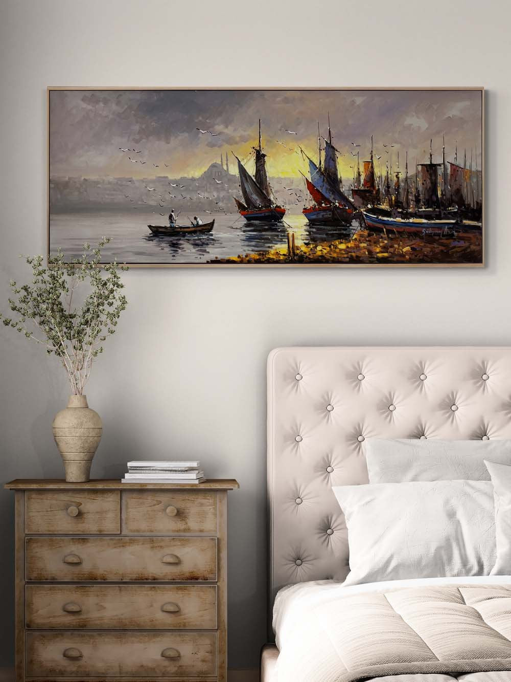 Günün İlk Işığı Boğazda Yağlı Boya Tablosu