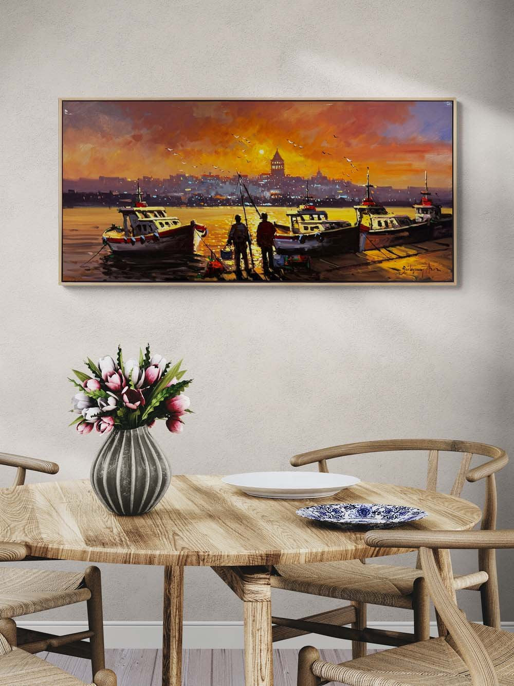 Zamanın Akışında Boğaz Yağlı Boya Tablosu