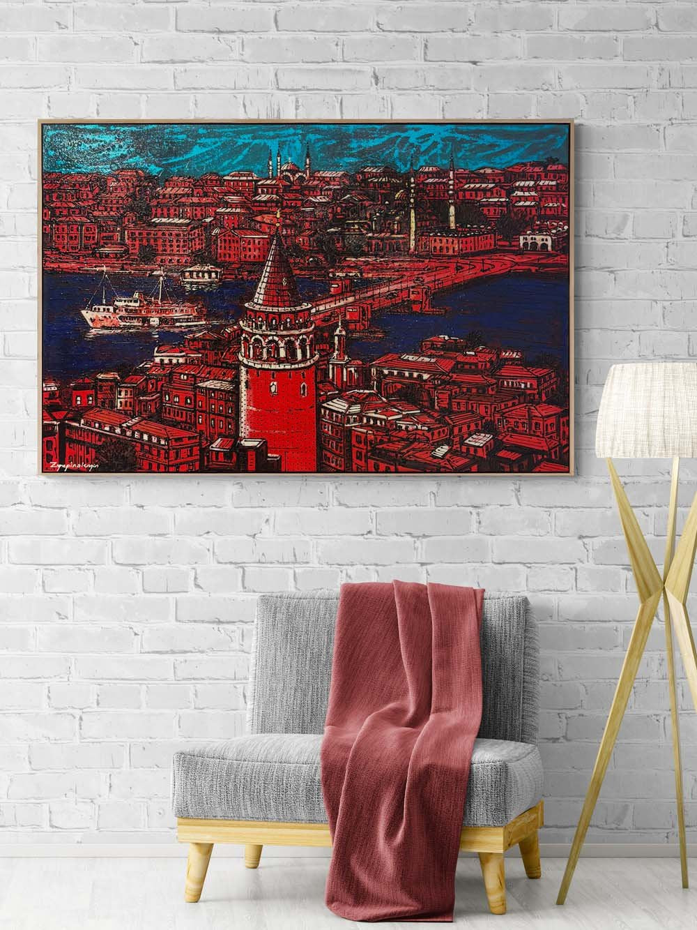 Yedi Tepeden Maviye Yağlı Boya Tablosu