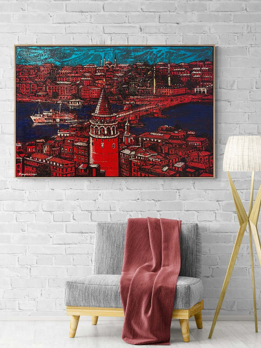 Yedi Tepeden Maviye Yağlı Boya Tablosu