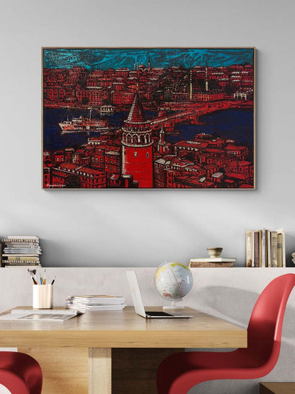 Yedi Tepeden Maviye Yağlı Boya Tablosu