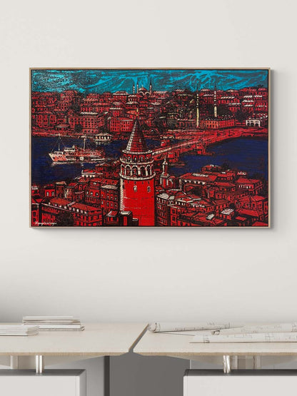 Yedi Tepeden Maviye Yağlı Boya Tablosu