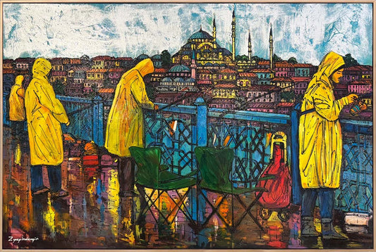 Galata’da Balıkçı Hikâyeleri Yağlı Boya Tablosu