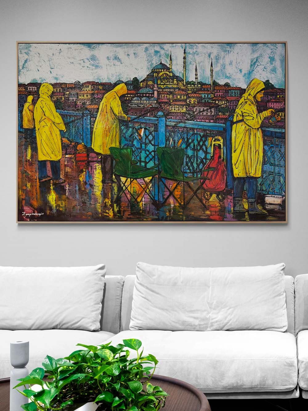 Galata’da Balıkçı Hikâyeleri Yağlı Boya Tablosu