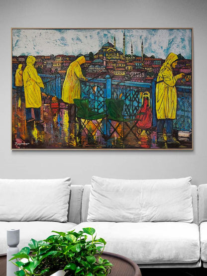 Galata’da Balıkçı Hikâyeleri Yağlı Boya Tablosu