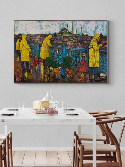 Galata’da Balıkçı Hikâyeleri Yağlı Boya Tablosu