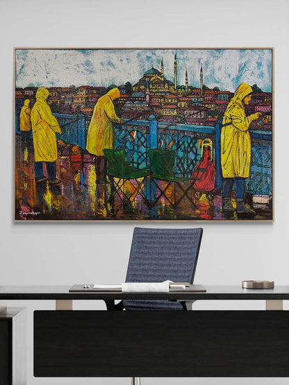 Galata’da Balıkçı Hikâyeleri Yağlı Boya Tablosu