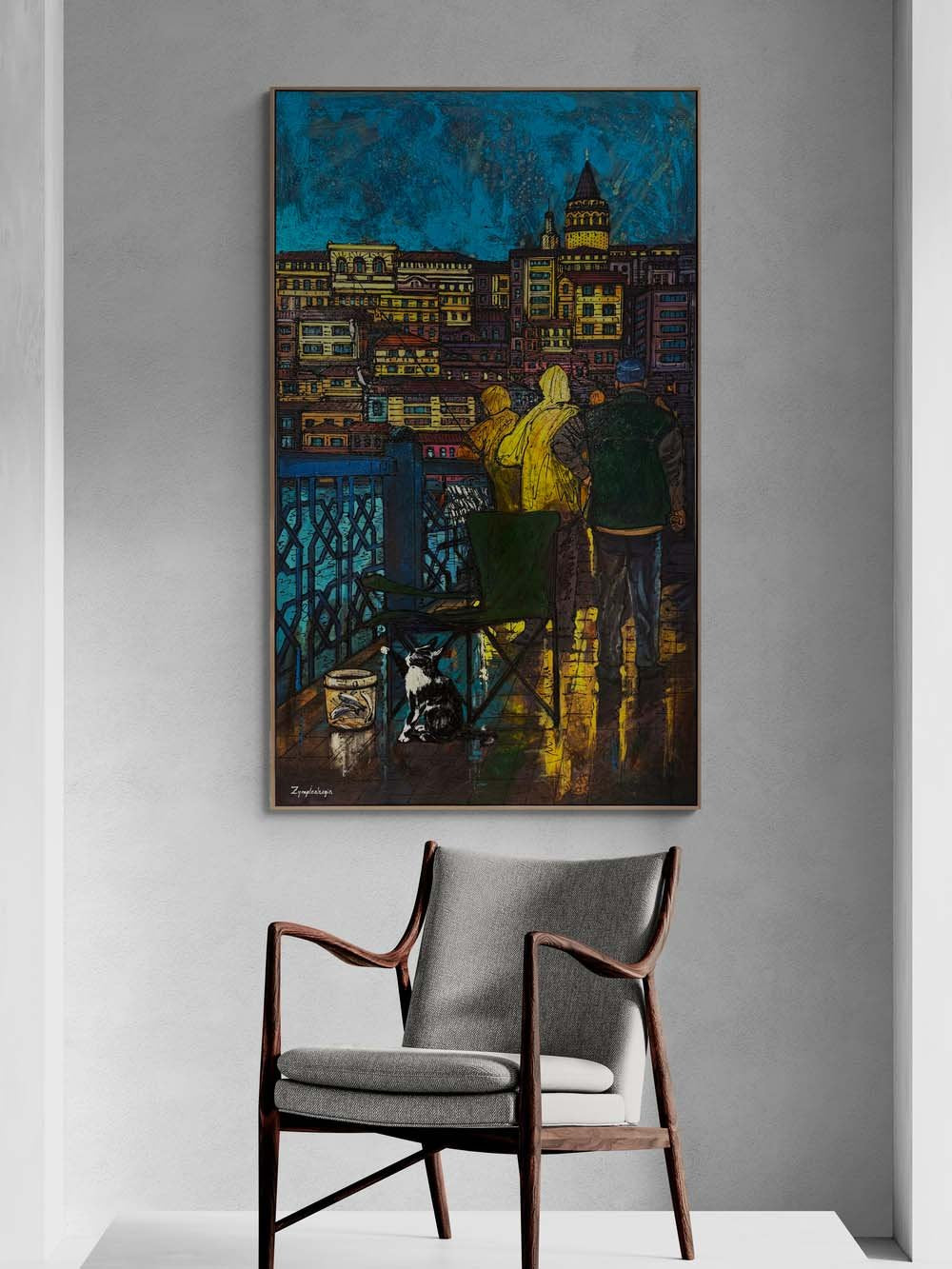 Yağmurda Bekleyiş Yağlı Boya Tablosu