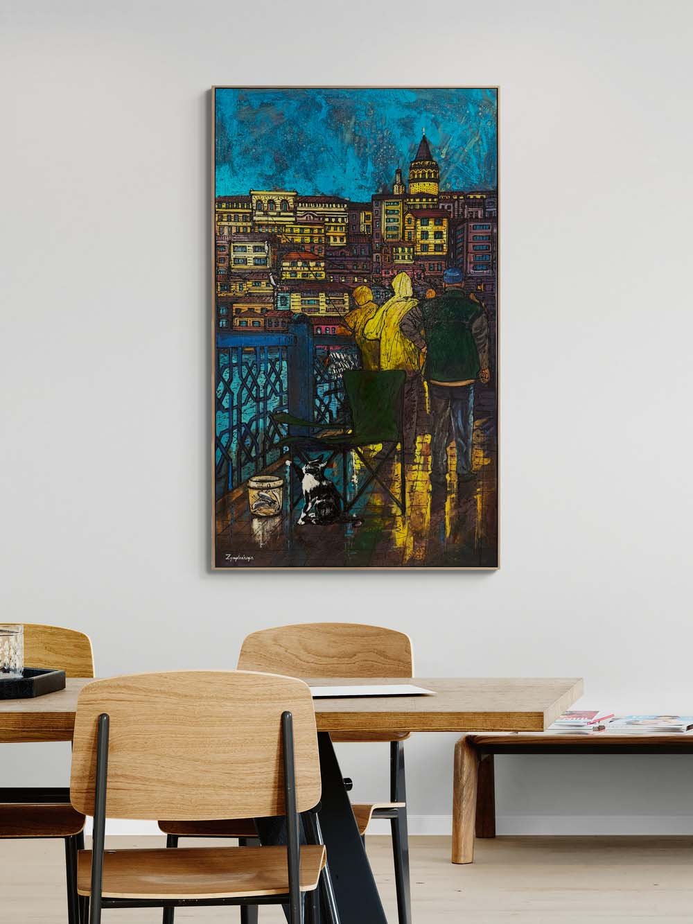 Yağmurda Bekleyiş Yağlı Boya Tablosu