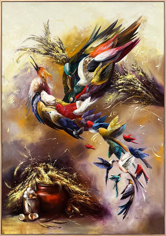 Uyanan Simurg Kanatları Yağlı Boya Tablosu