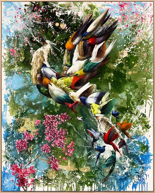 Bahar Bahçesinde Simurg Yağlı Boya Tablosu