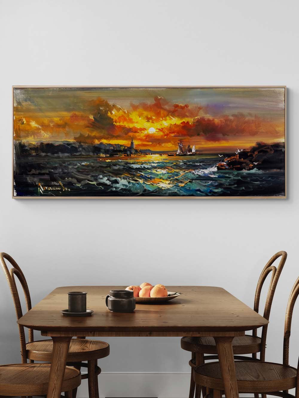 Gün Son Işığında Deniz Yağlı Boya Tablosu
