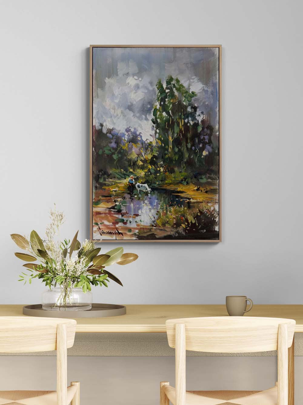 Köyde Sabah Sessizliği Yağlı Boya Tablosu