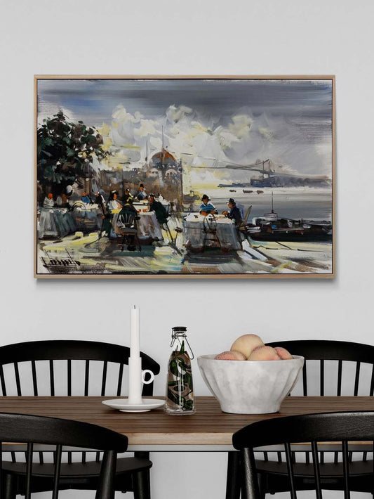 Ortaköy'de Sohbet Vakti Yağlı Boya Tablosu