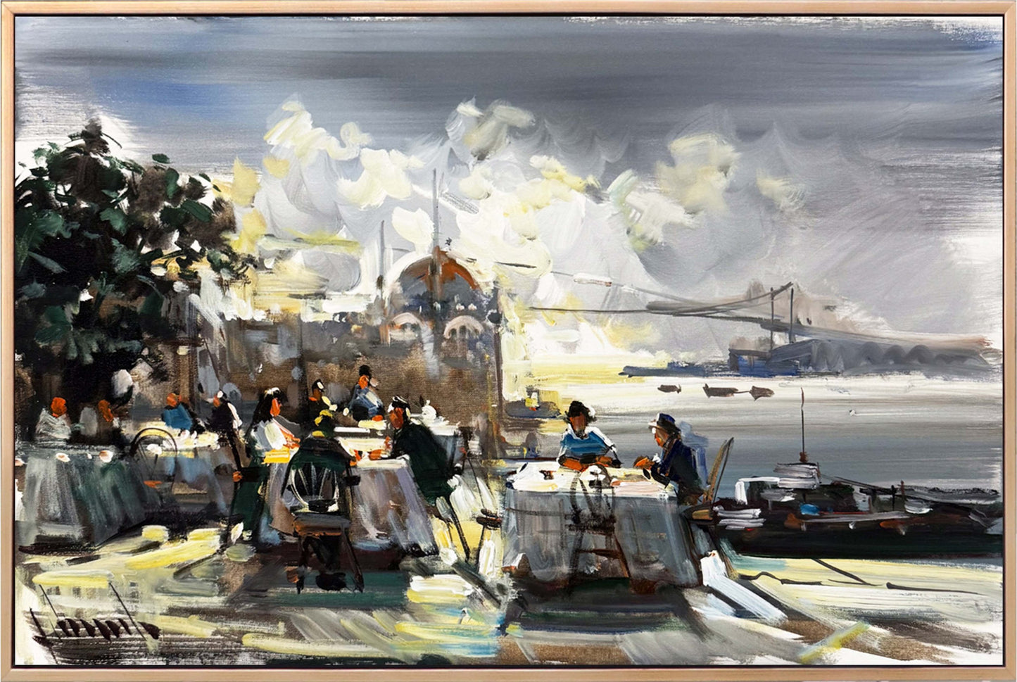 Ortaköy'de Sohbet Vakti Yağlı Boya Tablosu