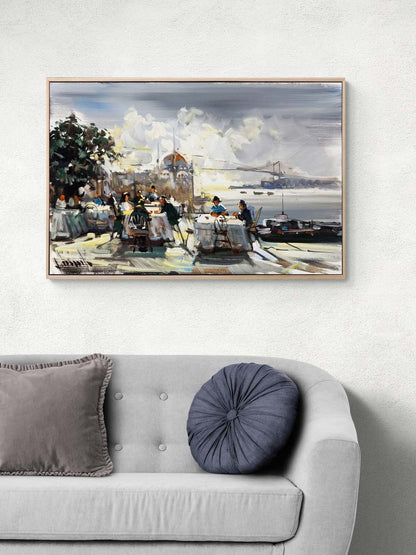 Ortaköy'de Sohbet Vakti Yağlı Boya Tablosu