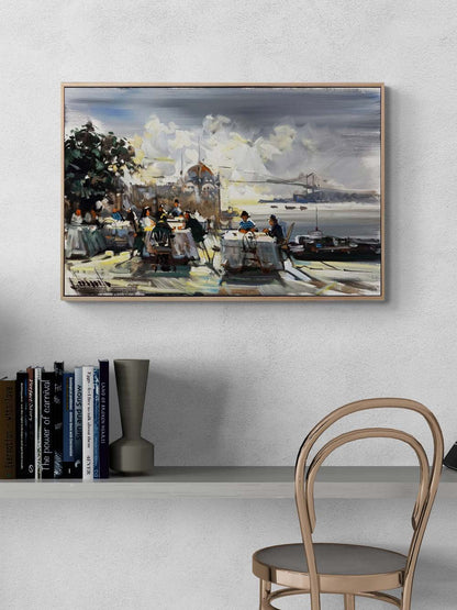 Ortaköy'de Sohbet Vakti Yağlı Boya Tablosu