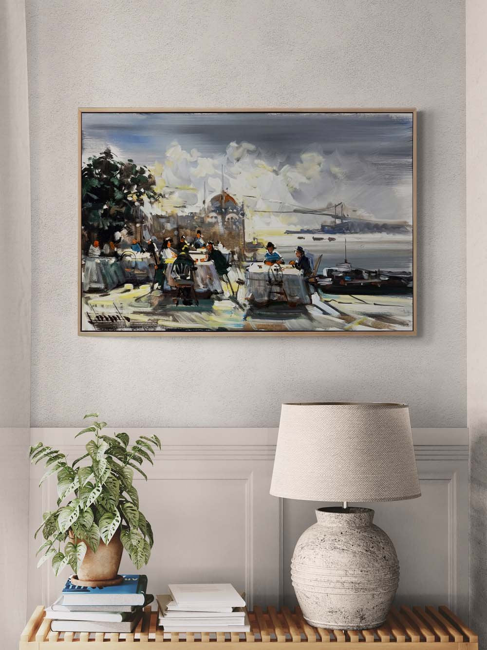 Ortaköy'de Sohbet Vakti Yağlı Boya Tablosu