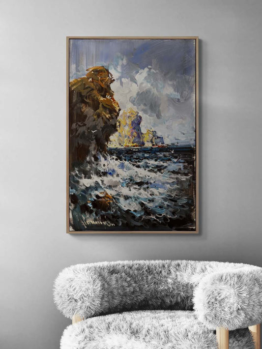 Kayalara Vuran Öfke Yağlı Boya Tablosu