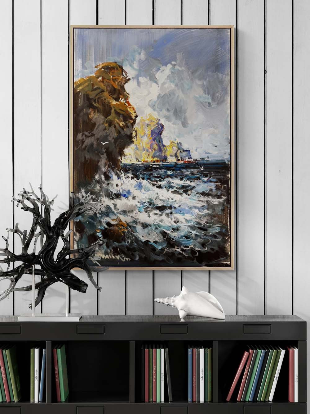 Kayalara Vuran Öfke Yağlı Boya Tablosu