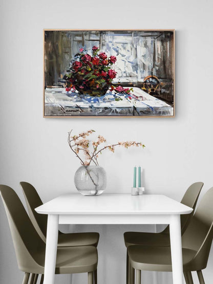 Gül Kokusunda Zaman Yağlı Boya Tablosu