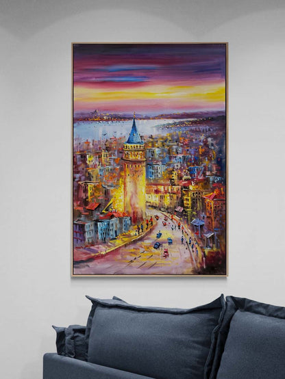 Galata'dan Karaköy'e Yağlı Boya Tablosu