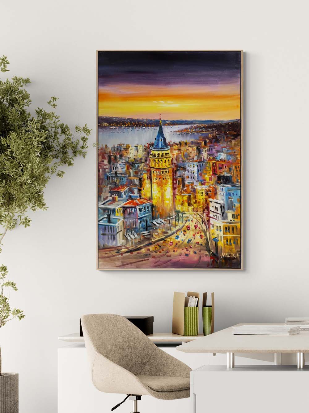 Gecenin Işığında İstanbul Yağlı Boya Tablosu