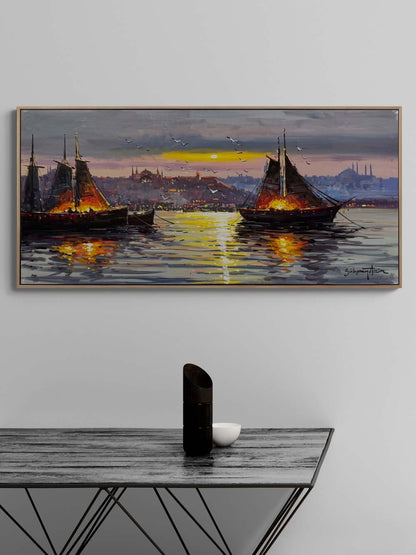 Boğazda Gün Doğumu Yağlı Boya Tablosu