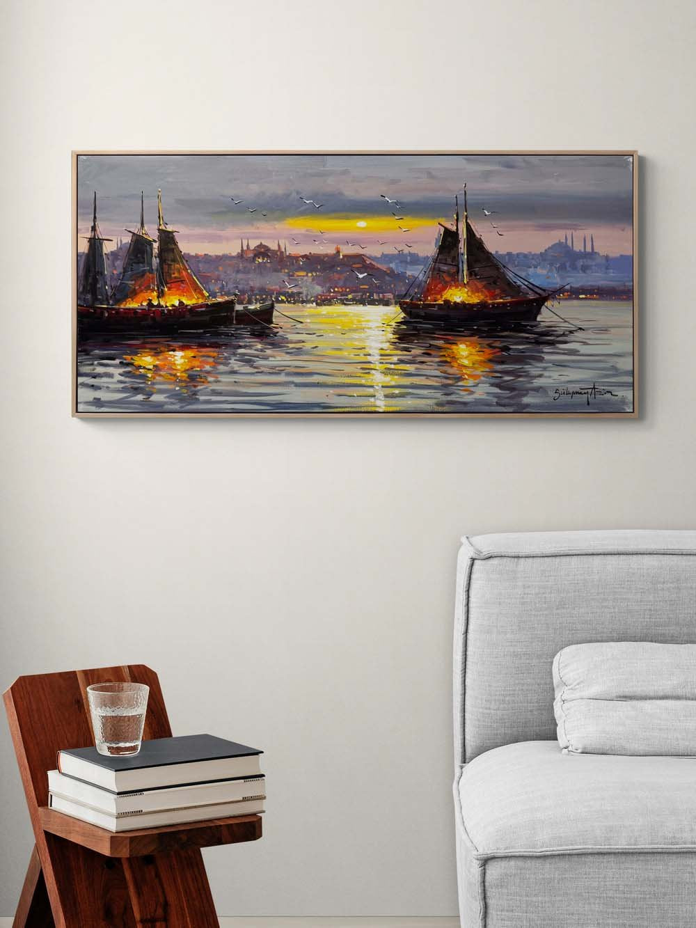 Boğazda Gün Doğumu Yağlı Boya Tablosu