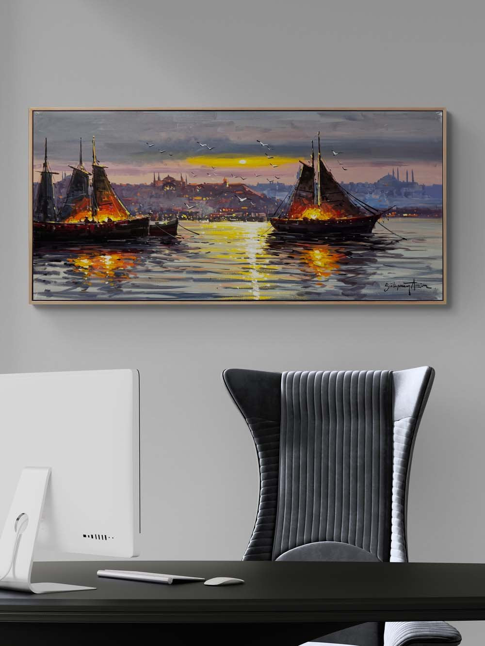 Boğazda Gün Doğumu Yağlı Boya Tablosu