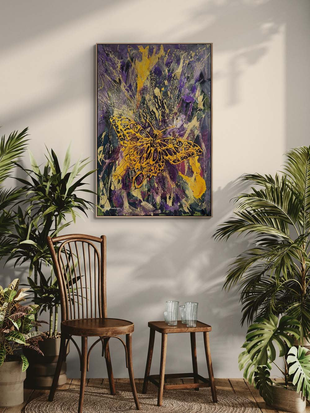 Hayalden Gerçeğe Kelebek Yağlı Boya Tablosu