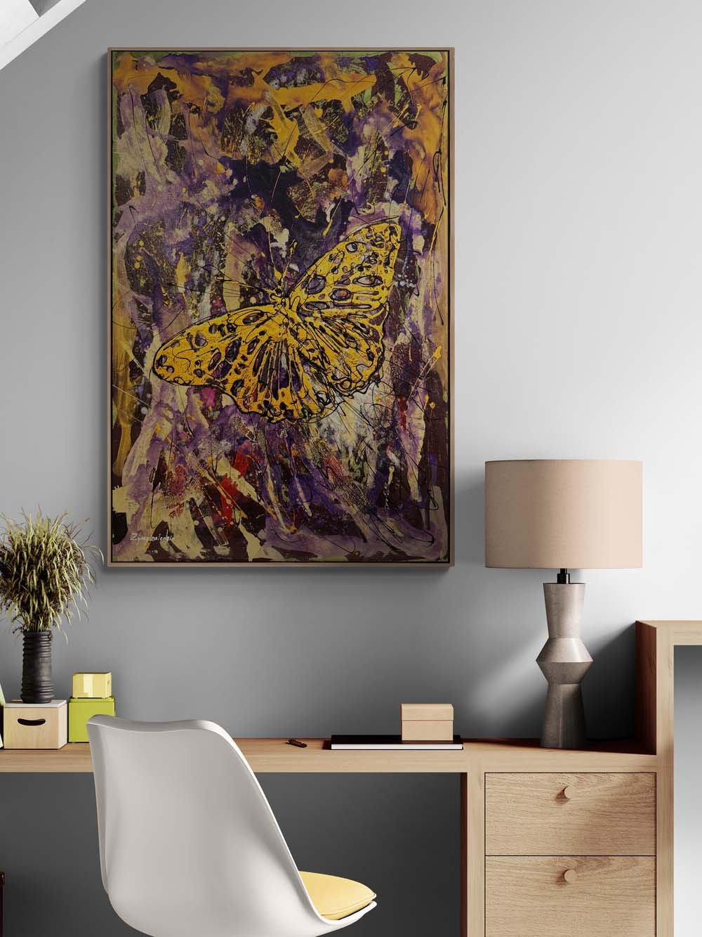 Kelebeğin Sonsuzluk Hali Yağlı Boya Tablosu