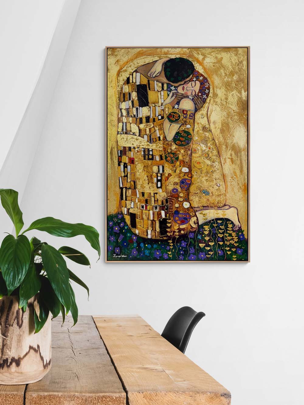 Öpücüğün Hikayesi Yağlı Boya Tablosu