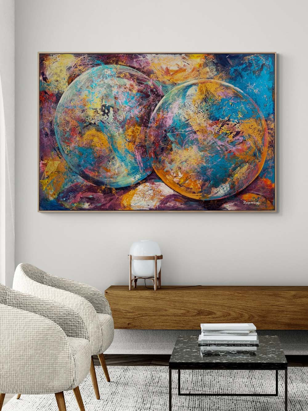 Renklerin Arasında Küreler Yağlı Boya Tablosu