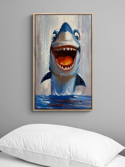 Neşeli Köpek Balığı Yağlı Boya Tablosu