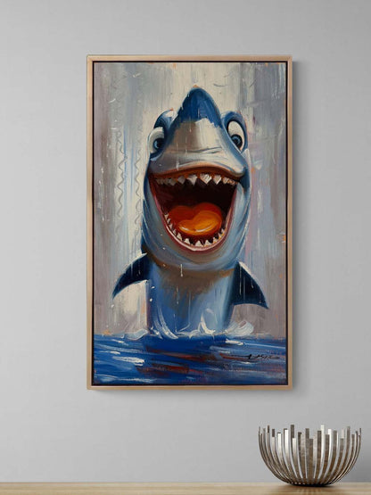 Neşeli Köpek Balığı Yağlı Boya Tablosu